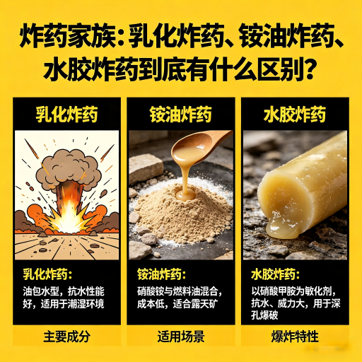 张家川炸药家族：乳化炸药、铵油炸药、水胶炸药到底有什么区别？